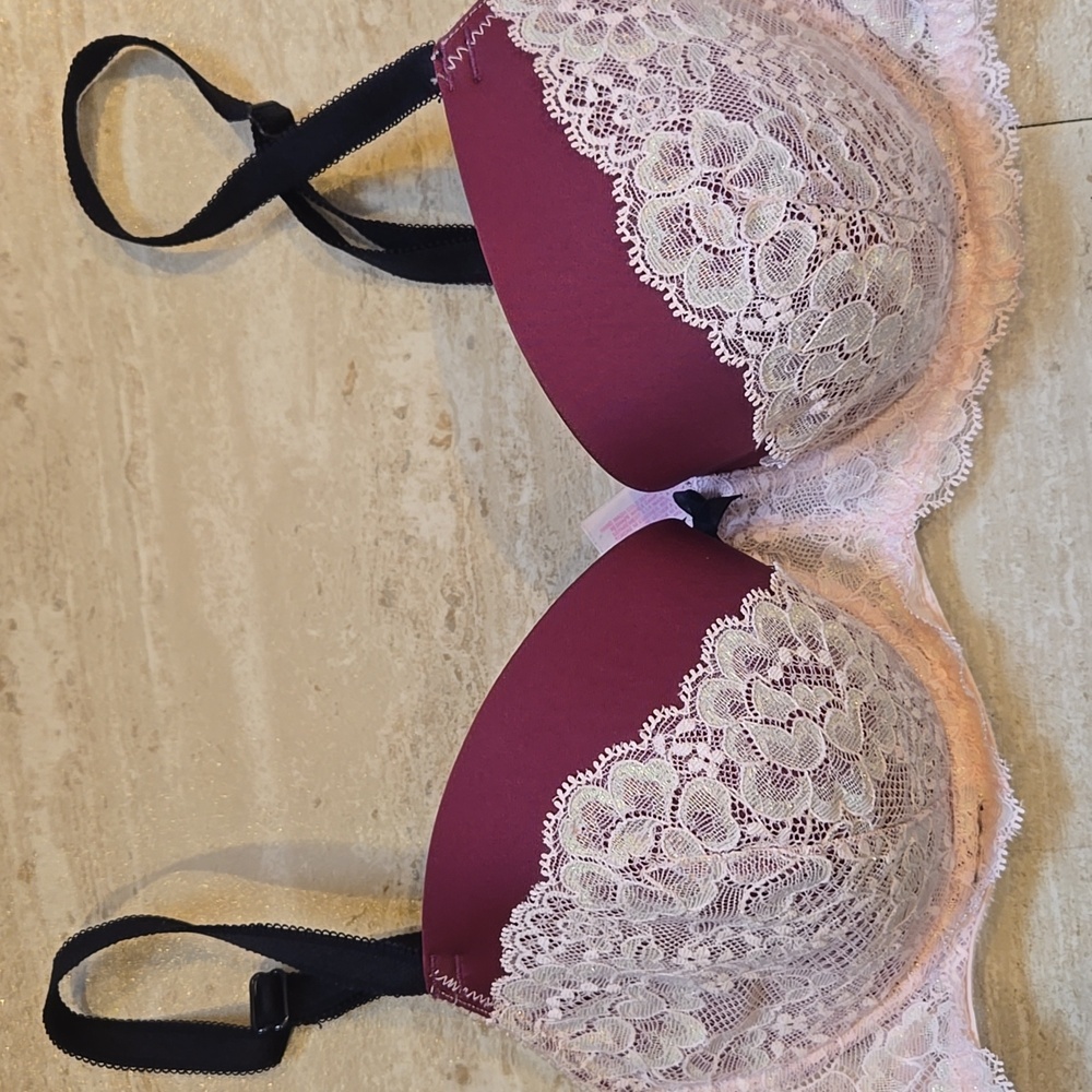 Victoria's Secret Dream Angels Iridescent Lined Demi Floral Overlay Bra